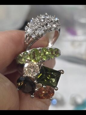 STUNNING Silver Peridot, Multi-Stone Ring, Sapphire Ring- 3 Ring Package
